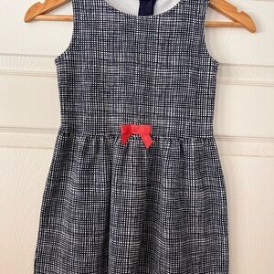 Navy and White Kids Dress with Pink Bow